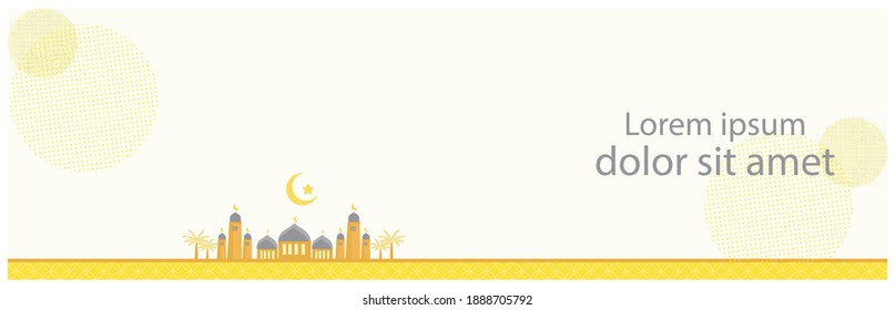 Un paisaje mínimo Ilustración vectorial de ramadán .amarillo vibrante y gris último con gráficos simétricos.
