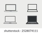 minimal laptop and computer silhouettes in vector illustration for modern tech designs