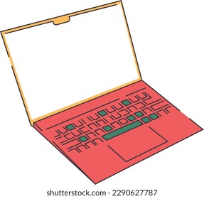 Minimal Laptop Illustration Vector. Retro Color Style Laptop Design