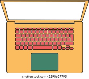 Minimal Laptop Illustration Vector. Retro Color Style Laptop Design