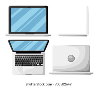 Minimal Laptop isolated on white background. Flat design for business financial marketing banking advertising commercial event in minimal concept cartoon illustration.