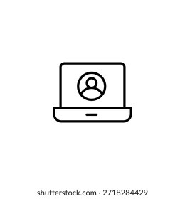 Portátil Mínimo Con Diseño De Vector De Icono De Perfil De Usuario