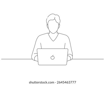 Minimal Laptop Worker Sketch vector