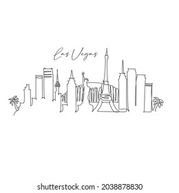 Minimal Las Vegas City Linear Skyline with Typographic Design. Las Vegas line drawing art vector