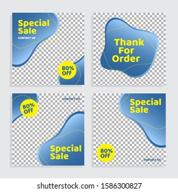 Minimal layout design background vector illustration blue and yellow frame color. Editable square geometric shape banner template for social media post, stories, story, flyer, look book magazine