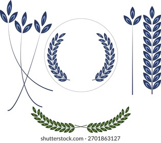 Mínimo ramo de folha e gráfico de galho para design de logotipo