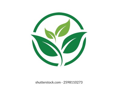 Minimal Leaf Circle Logo Design with Grass and Plant Elements