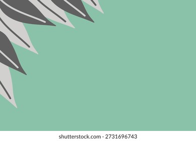 Minimal leaf cluster left-corner botanical border background. Muted palette with a static, organic composition. Ideal for digital use: desktop wallpaper, presentation background, virtual meeting background, and webinar backdrop. Also suitable for print.