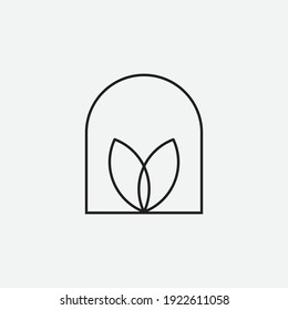 Minimal Leaf Logo With Frame Vector