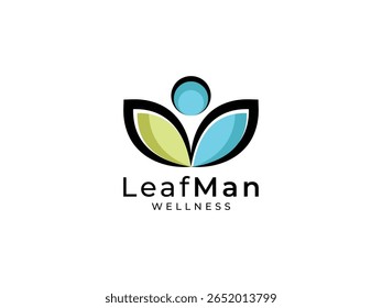 Minimal Leaf Man Wellness logo design