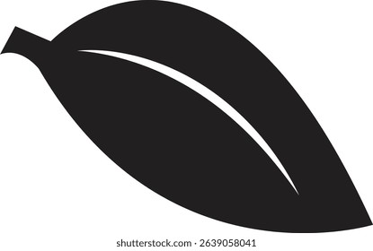 Minimal Leaf Silhouette Vector in Black Graphic Style