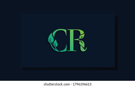 Minimal leaf style Initial CR logo. This logo incorporate with leaf and two letter in the creative way. It will be suitable for ECO, green, nature,  growth and herbal related Brand or company.