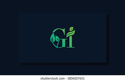Minimal leaf style Initial GI logo. This logo incorporate with leaf and two letter in the creative way. It will be suitable for ECO, green, nature, growth and herbal related Brand or company.