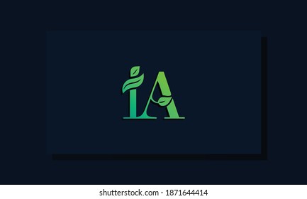 Estilo de hoja mínima Logo inicial de IA. Este logo incorpora con hoja y dos letras de forma creativa. Será adecuado para OCE, verde, natural, crecimiento y marca o empresa relacionada con la hierba.