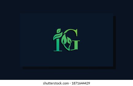 Minimal leaf style Initial IG logo. This logo incorporate with leaf and two letter in the creative way. It will be suitable for ECO, green, nature, growth and herbal related Brand or company.