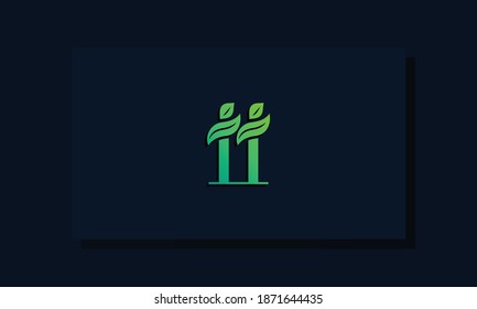 Minimal leaf style Initial II logo. This logo incorporate with leaf and two letter in the creative way. It will be suitable for ECO, green, nature, growth and herbal related Brand or company.