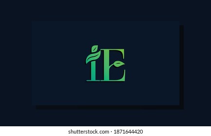 Minimal leaf style Initial IE logo. This logo incorporate with leaf and two letter in the creative way. It will be suitable for ECO, green, nature, growth and herbal related Brand or company.