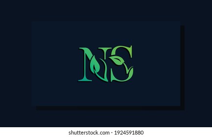 Estilo de hoja mínima Logo inicial de NS. Este logo incorpora con hoja y dos letras de forma creativa. Será adecuado para OCE, verde, natural, crecimiento y marca o empresa relacionada con la hierba.