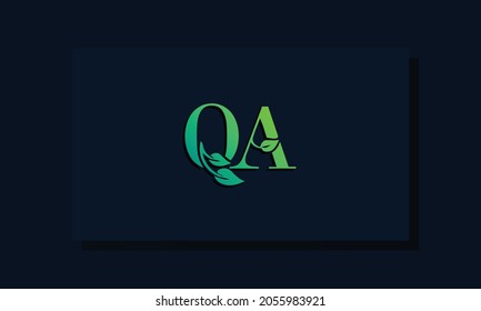 Minimal leaf style Initial QA logo. This logo incorporate with leaf and two letter in the creative way. It will be suitable for ECO, green, nature, growth and herbal related Brand or company.