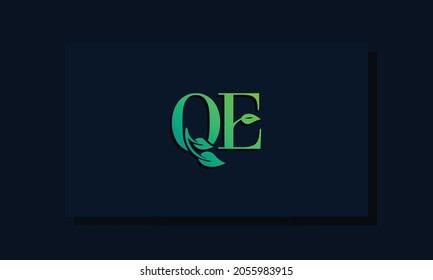 Minimal leaf style Initial QE logo. This logo incorporate with leaf and two letter in the creative way. It will be suitable for ECO, green, nature, growth and herbal related Brand or company.