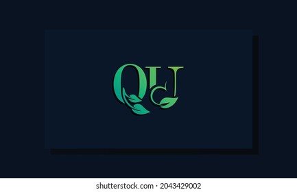 Minimal leaf style Initial QU logo. This logo incorporate with leaf and two letter in the creative way. It will be suitable for ECO, green, nature, growth and herbal related Brand or company.