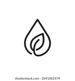 Minimal leaf and water drop combination — symbolizing purity, sustainability, and eco-friendly living.