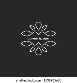 minimal leaf/organic icon/logo design template black and white