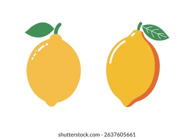 Minimal Lemon Clipart – Colorful Fruit Icons for Design Use