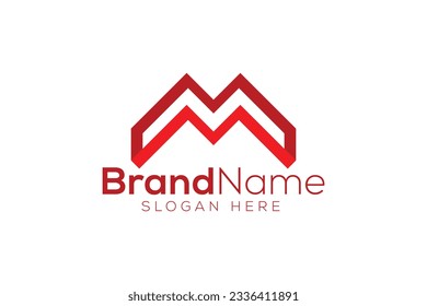 Plantilla mínima de vector de diseño de logotipo 3d M de letra
