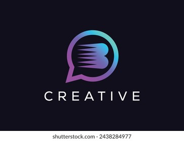 Minimal Letter B fast chat logo vector template. Modern Chat B Logo