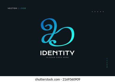 Minimal Letter B Logo Design in Blue Handwriting Style