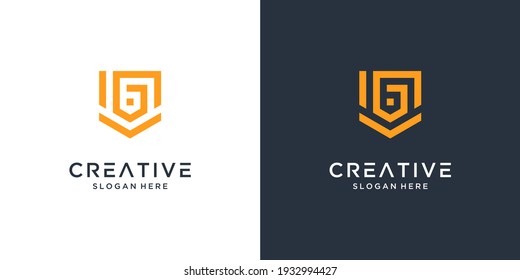 Minimal letter B with shield symbol logo design