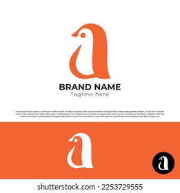 Minimal letter A bird vector, logo Bird Perch On Letter Logo Design a. 
creative bird letter a logo vector with solid colour.
initial lowercase letter a bird design - vector illustration