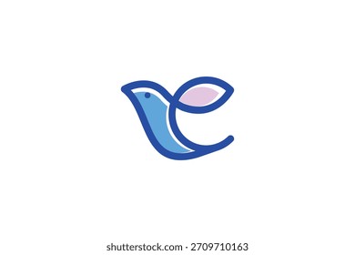 Minimal Letter C Bird Logo on White Background