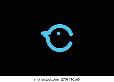 Logotipo mínimo del pájaro de la letra C en el fondo blanco