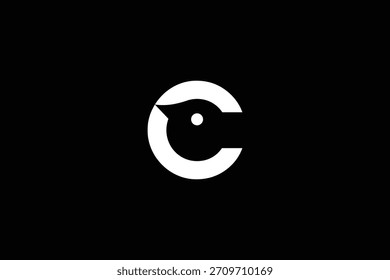 Minimal Letter C Bird Logo on White Background