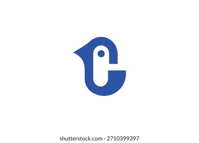 Logotipo mínimo del pájaro de la letra C en el fondo blanco 