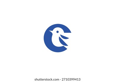 Logotipo mínimo del pájaro de la letra C en el fondo blanco 