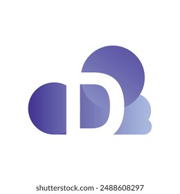 Plantilla de Vector con logotipo minimalista de la nube de Letter D
