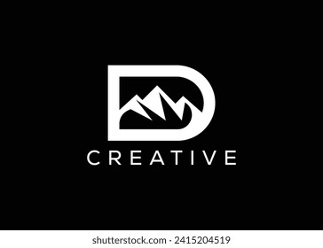 Minimal Letter D mountain logo design vector template. Initial Letter D hill vector logo
