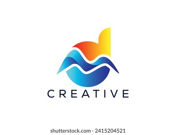 Minimal Letter D mountain logo design vector template. Initial Letter D hill vector logo