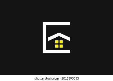 minimal letter e home logo design, real estate, vector graphic