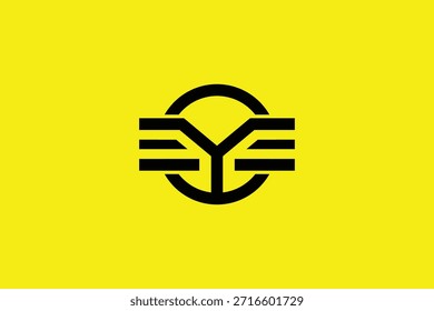 Minimaler Buchstabe E E Lenkrad-Logo auf gelbem Hintergrund