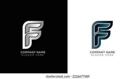 Minimal letter f logo design black and white