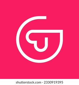 Minimal letter G heart logo design