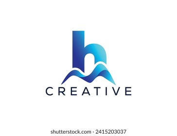 Minimal Letter H mountain logo design vector template. Initial Letter H hill vector logo