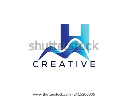 Minimal Letter H mountain logo design vector template. Initial Letter H hill vector logo