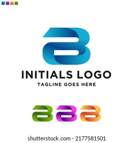  Vorlage für das Design des ersten Buchstaben B des Logos. Vektorlogo-Illustration