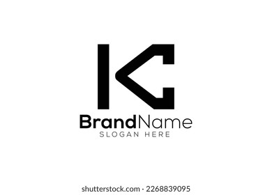 Minimal letter K C arrow logo design template