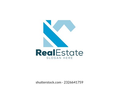 Minimal Letter k Real Estate logo design vector template